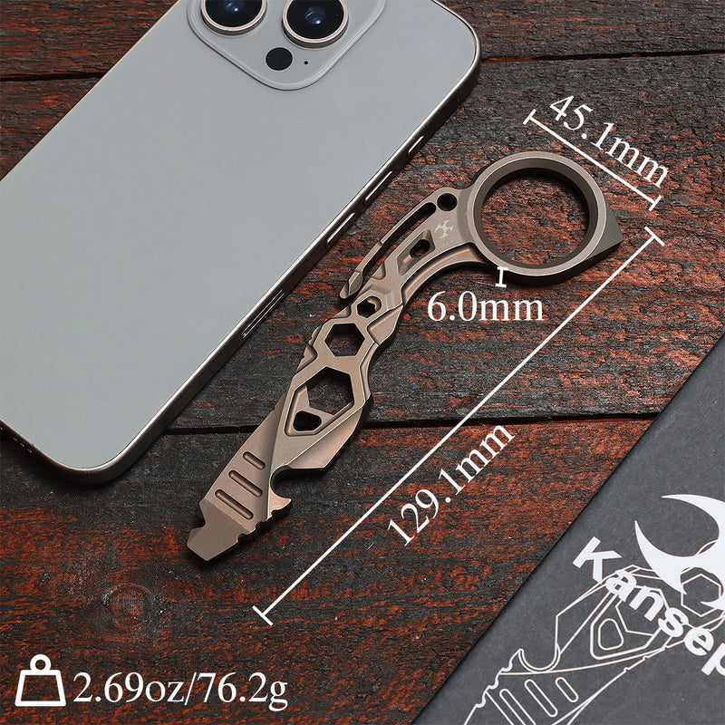 Kansept EDC Tool PryMate G008A6 Bronze Anodized Titanium Multifucntional Tool Designed by Sebastian Irawan