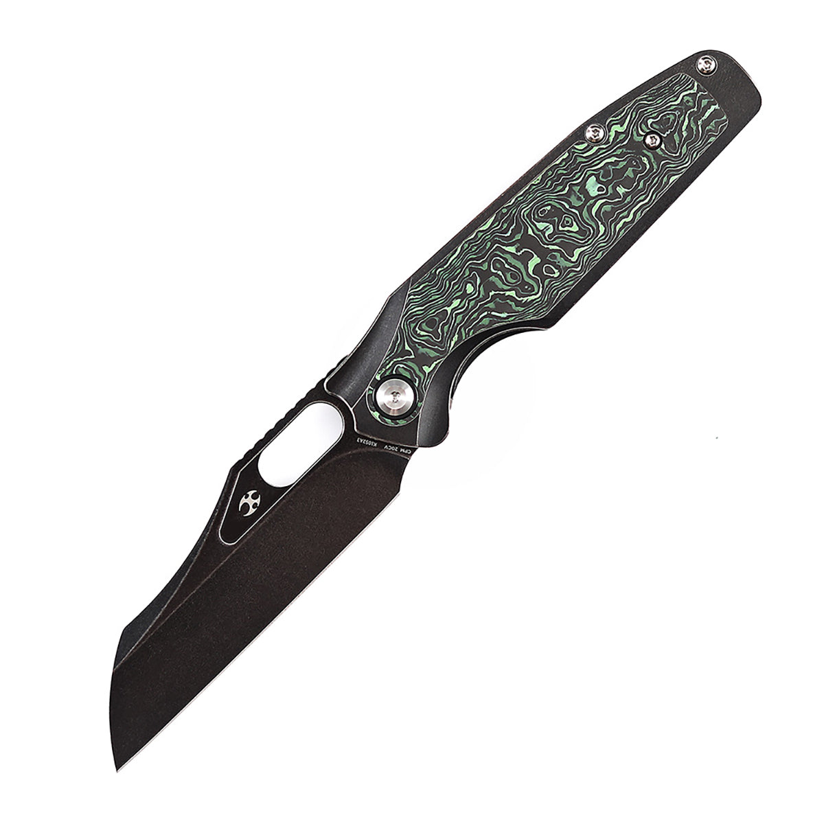 KANSEPT Tuckamore Thumb Hole Knife Stonewashed Titanium +Green