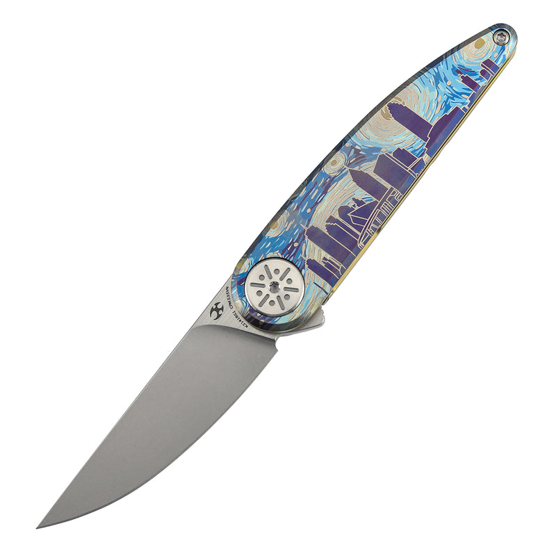 Kansept 2026 Blade Show Atlanta Exclusive Symétrix  | Frame Lock | Titanium with Anodized Art with Custom "Starry Night Over Atlanta" Motif |2.8'' Satin CPM S35VN Blade | Alain André Design | K2141BS1