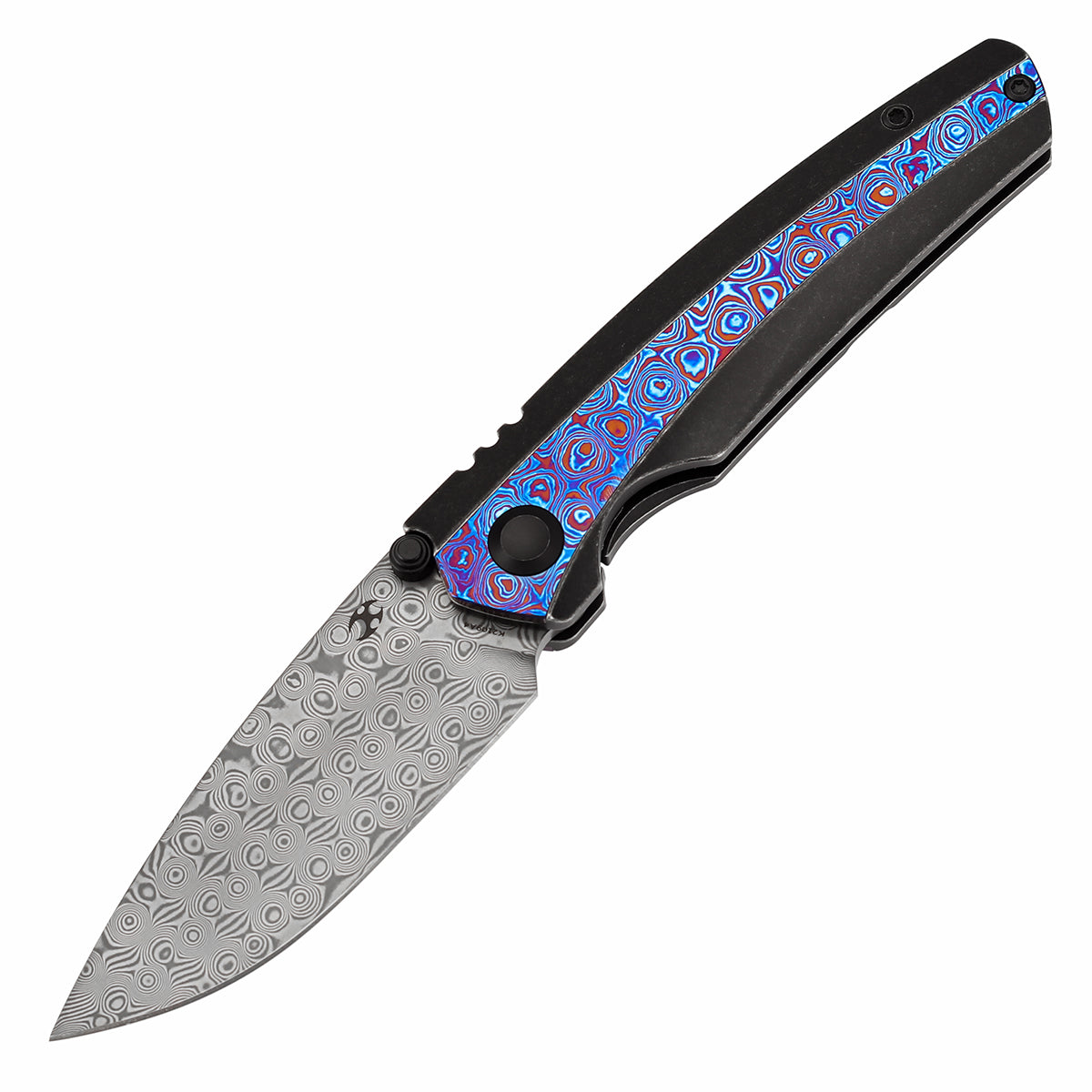 デュカリスサスマタカナブン　45mm KANSEPT Thumb Stub Raven Blackwash Titanium wtih Timascus Handle
