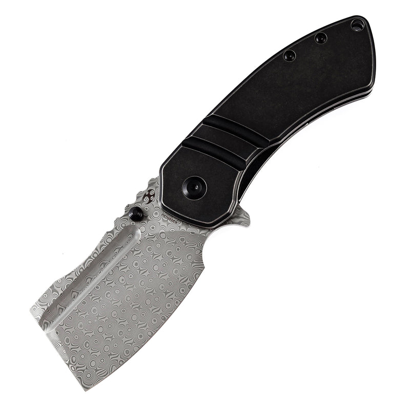 KANSEPT M+ Korvid Thumb Studs/Flipper Knife Stonewashed Titanium Handle (3.07'‘ Damascus Blade ) Koch Tools Design-K2030C2U