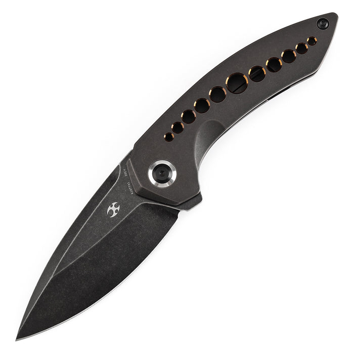 KANSEPT ODD 21 Front Flipper Blackwash Titanium with Bronze Anodized Holes Handle (3.08'' CPM 20CV Blade) Tuffknives Design -K1077A1