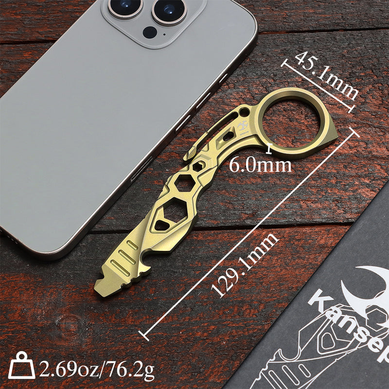 Kansept EDC Tool PryMate G008A8 Gold Anodized Titanium Multifucntional Tool Designed by Sebastian Irawan