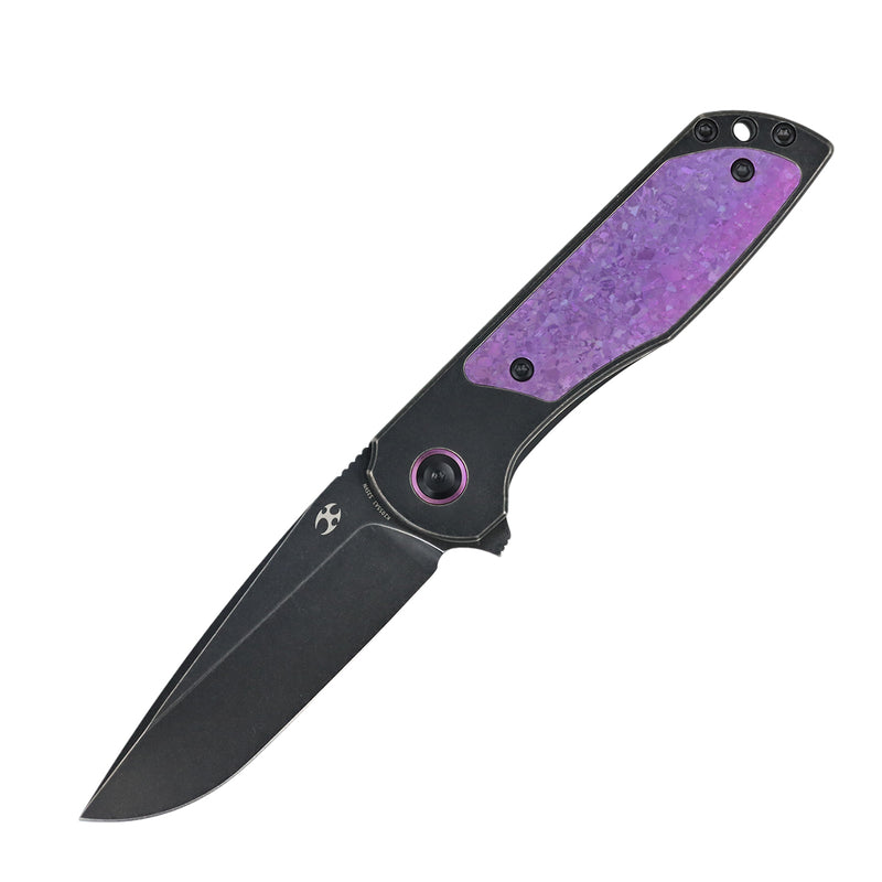 Ptarmigan | Frame Lock | Blackwash Titanium & Purple Crystallized Titanium | 3.12" CPM S35VN | Jared Price Design | K2055A3