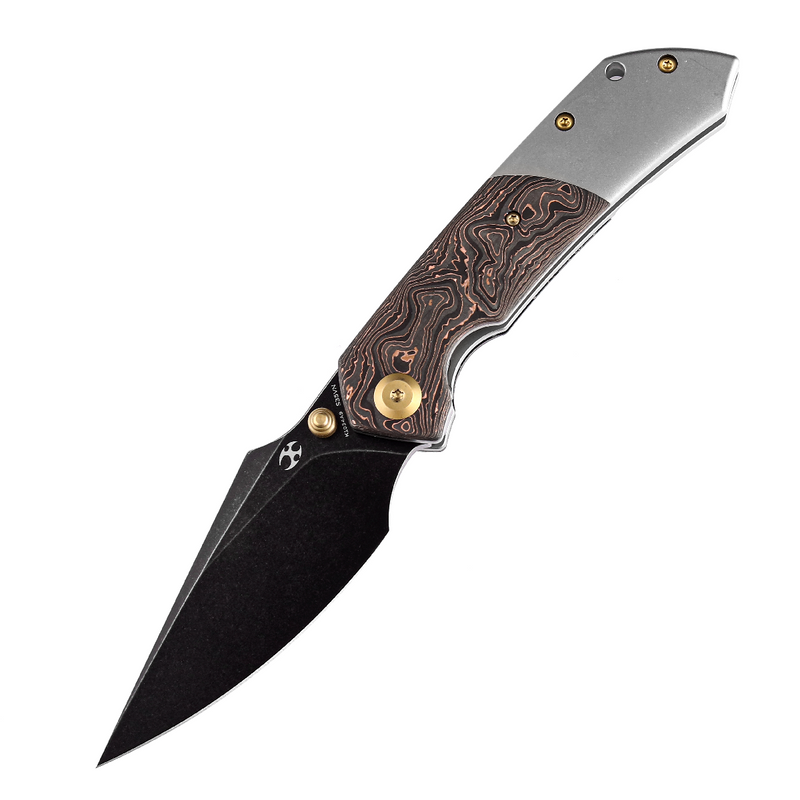 KANSEPT Fenrir Front Flipper/Thumb Stud Knife  Copper Carbon Fiber + Titanium Handle (3.48'' CPM-S35VN Blade) Greg Schob Design-K1034A9