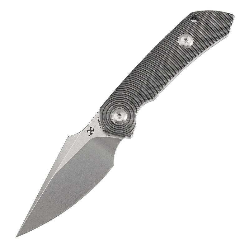 Kansept Fenrir | Fixed Blade | Gray Anodized Titanium Handle |2.87" CPM S35VN Blade | Sparrow Knife Design | KG3034A2