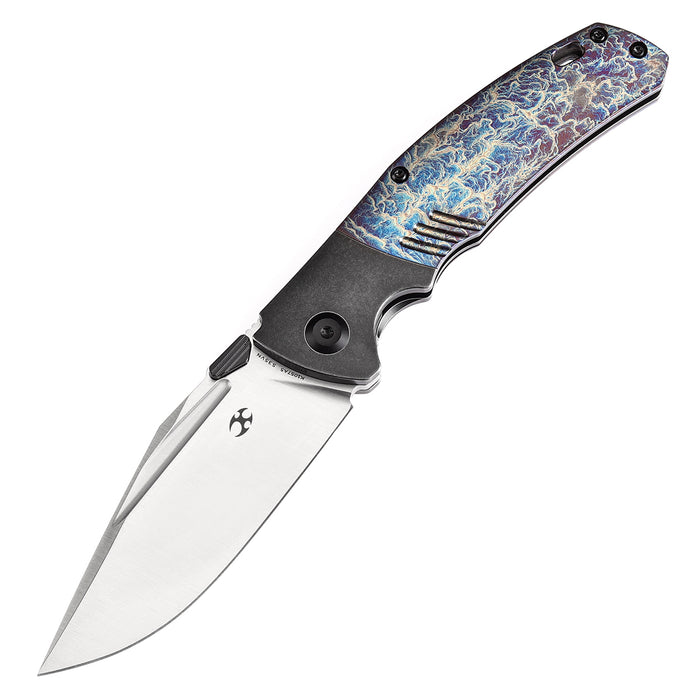 KANSEPT Hinterland Thumb Stub Blackwash Titanium and Lightning Strike Finished Titanium Inlay Handle (3.58" CPM S35VN Blade) Morgan Koens Design-K1057A5