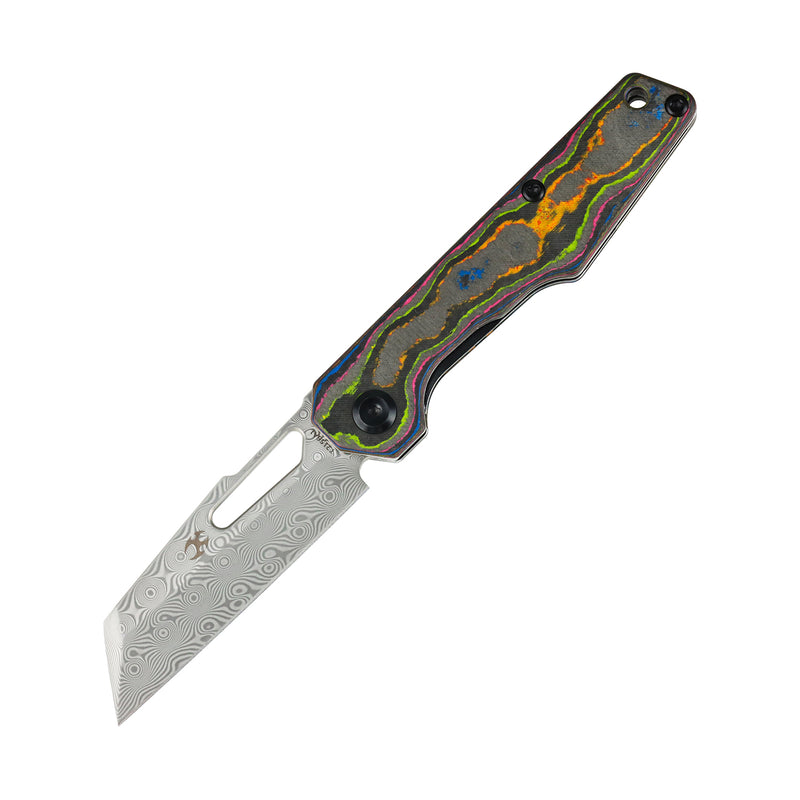 Lucero | Liner Lock | 80S Camo Carbon Fiber | 2.56" Damascus | August Originals |T2156A1