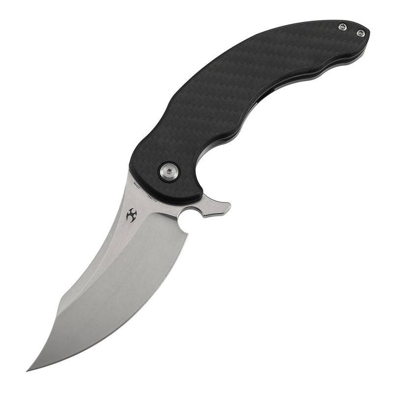 KANSEPT Gilgamesh Flipper Twill Carbon Fiber & G10 with Stonewashed Titanium Handle ( 3.75" CPM S35VN Blade) Andreas Goltz Designed- K1128A1