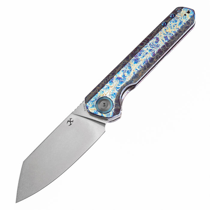 KANSEPT Bulldozer Front Filpper Titanium with Lightning Strike Finish Handle (3.56" CPM-20CV Blade) Kim Ning Design-K1028A5