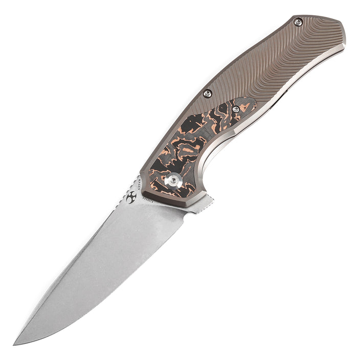 KANSEPT HAVØRN Flipper Bronze Anodized Titanium with Copper Carbon Fiber Inlay Handle (3.48''CPM S35VN Blade )Djinn Design -K1069A4