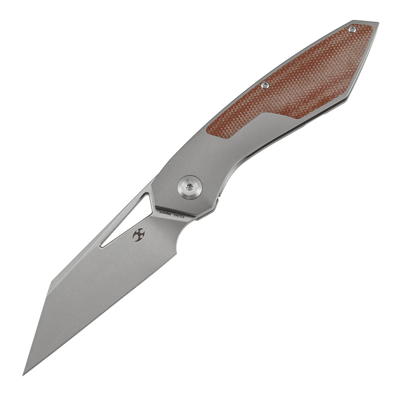 KANSEPT STRIP | Thumb Hole | Brown Micarta+Stonewash Titanium | 3.4" Magnacut Blade | RON STEELE DESIGN | K1113A3