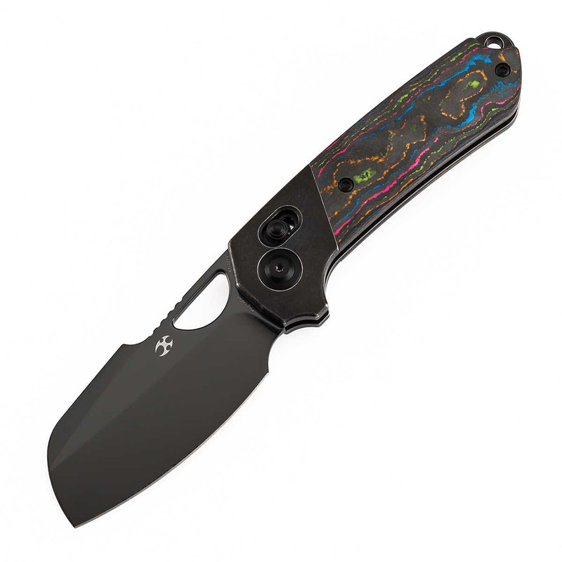 KANSEPT Nahual Crossbar Lock Knife Blackwash Titanium with 80S Camo CarbonHandle(2.95" Mirror DLC  Magnacut Blade) Javier Garcia Design-K2125V1
