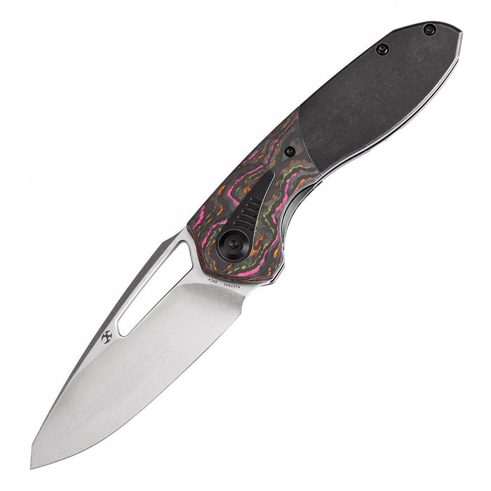 KANSEPT Thoth Thumb Hole Knife Blackwash Titanium and 80S Camo Carbon Handle (3.43''CPM 20CV Blade ) Sparrow Knife Co Design -K1075A1