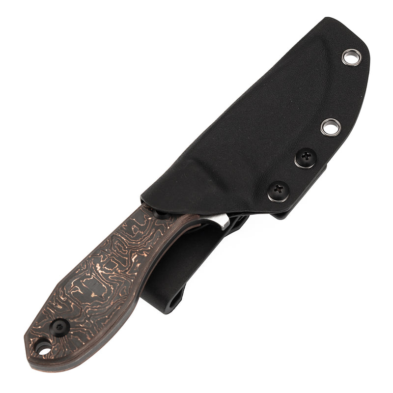 KANSEPT Fixed Blade Tiny Dancer Copper Carbon Fiber Handle (3.17" CPM S35VN with CNC Milling Blade) with JB Stout Design Design-K014A3
