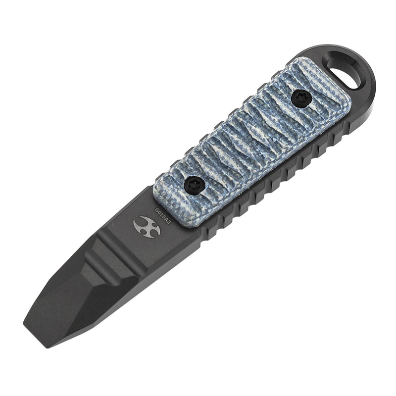 Kansept EDC Kursor Gray Anodized Titanium+Blue Micarta with Tsukamaki-Inspired Pattern Designed by Koch Tools-G015A3