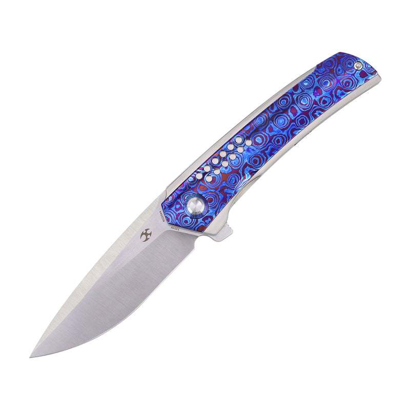 Tracer | Frame Lock | Titanium & Timascus | 3.46" Brushed Satin  CPM S35VN | Tuff Knives | K1115A4