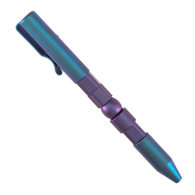 Kansept EDC Customizer Bolt Action Pen Blue & Purple Titanium with Viking Pattern Designed by Kevin Passon-G013P5
