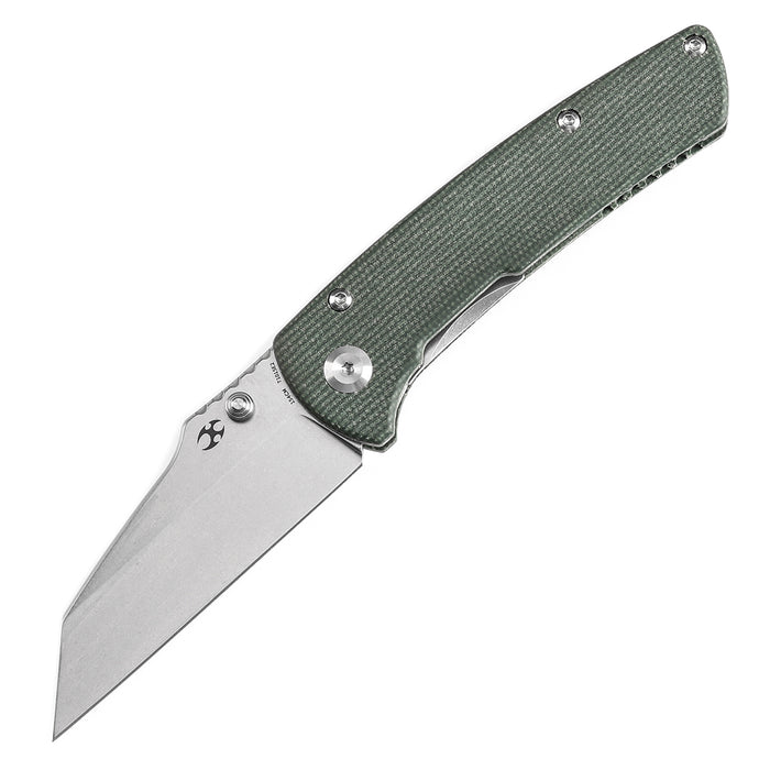 KANSEPT Main Street Thumb Stubs Green Micarta Handle (3.36'' 154CM Blade) Dirk Pinkerton Design-T1015E2