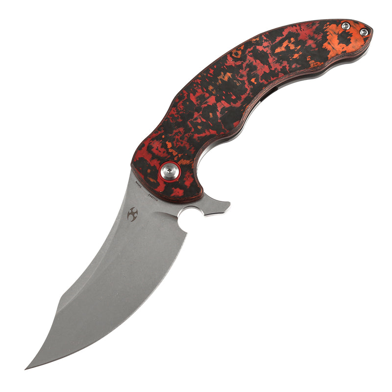 KANSEPT Gilgamesh Flipper MarsValley FatCarbon Fiber with Beadblasted Titanium Handle ( 3.75" CPM S35VN Blade) Andreas Goltz Designed- K1128A2
