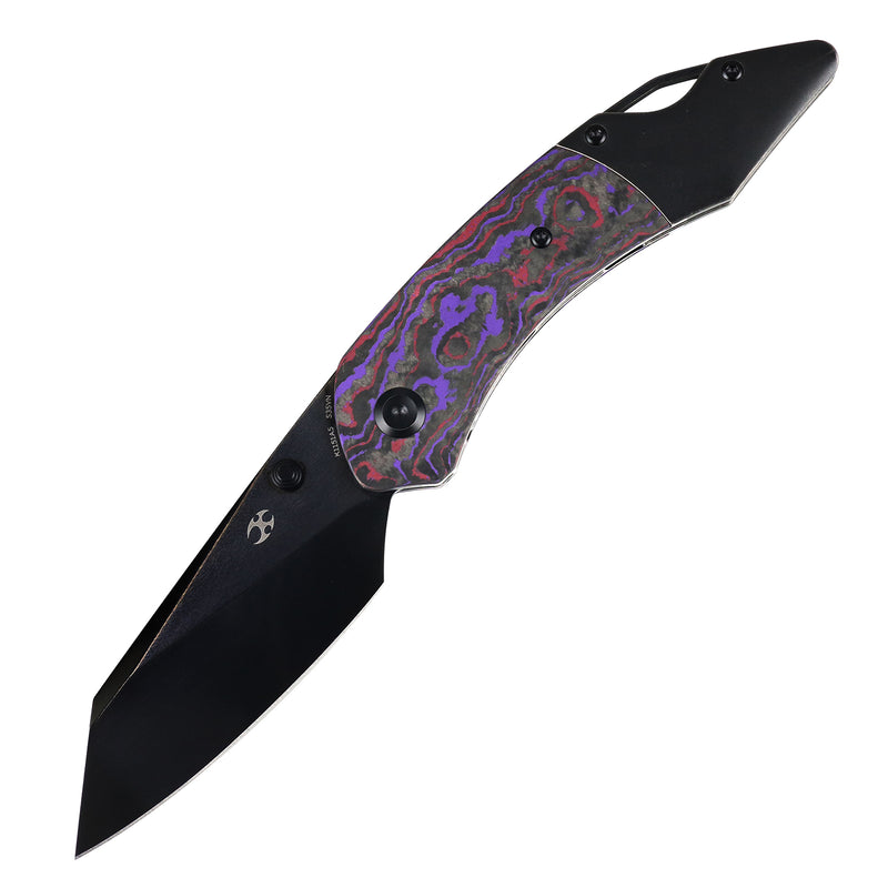 Exclusive | K9 | Bolster Liner Lock | Purple Haze Fatcarbon & Balckwash Titanium | 3.63" Black Mirror DLC CPM S35VN| Keanison Knives Design | K1151A5