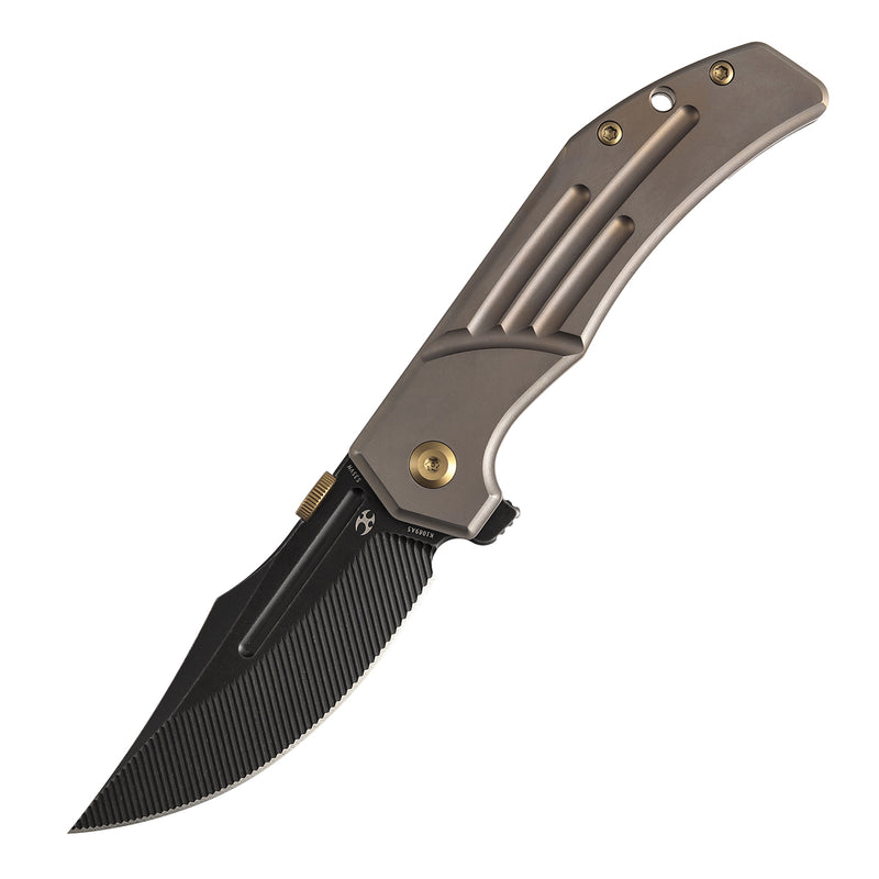KANSEPT Orion Limited Version Flipper Bronze Anodized Titanium Handle (3.07" Blackwash CPM S35VN with CNC Milling Blade) JB Stout Design-K1089A5