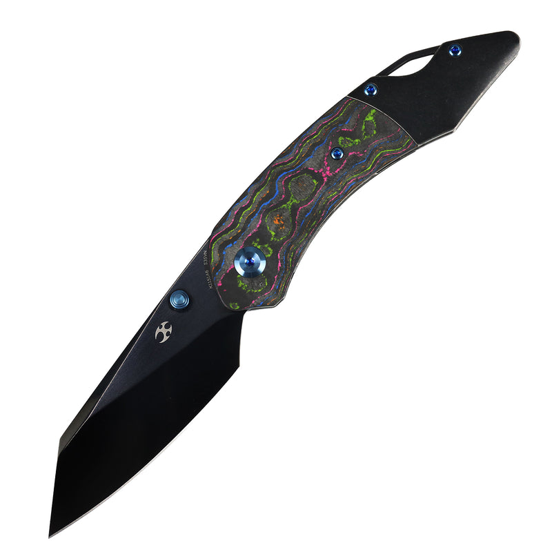 Exclusive | K9 | Bolster Liner Lock | 80S Camo Carbon & Balckwash Titanium | 3.63" Black Mirror DLC CPM S35VN | Keanison Knives Design | K1151A6