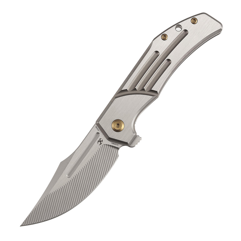 KANSEPT Orion Limited Version Flipper Bronze Anodized and Machine Satin Titanium Handle (3.07" Machine Satin CPM S35VN with CNC Milling Blade) JB Stout Design-K1089B3