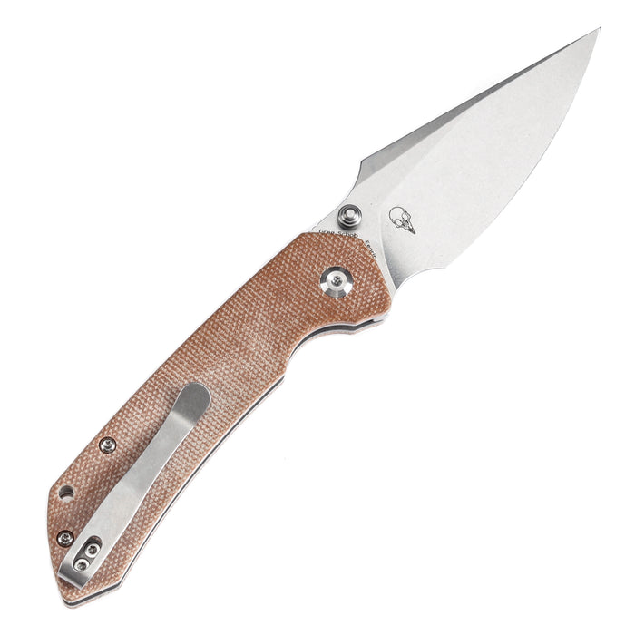 Estimated Released in November Fenrir Button Lock Knife Brown Micarta Handle (3.44''14C28N Blade) Greg Schob Design - T1034F2