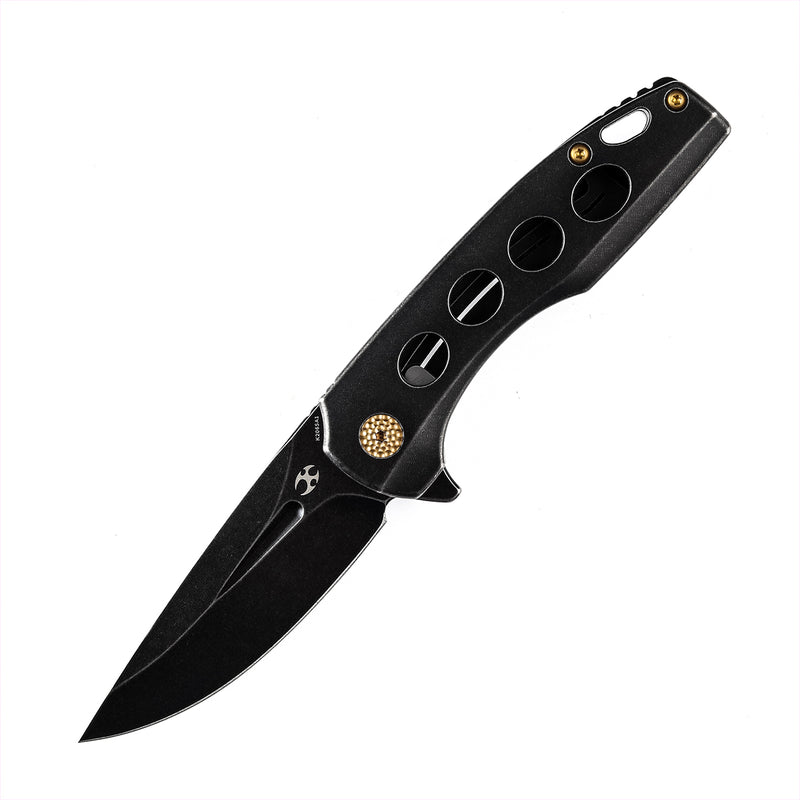 KANSEPT Cassowary Flipper Knife Blackwash Titanium Handle (2.9'' CPM-S35VN Blade) Koch Tools -K2065A1
