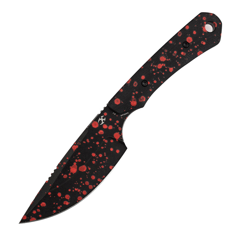 Kansept Flank | Fixed Blade | Black G10 with Zombie Blood Print | 3.69" D2 with Zombie Blood Print Blade | TuffKnives Design | G006A8