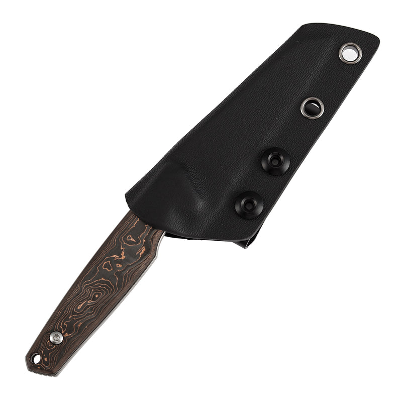 Kansept Parr | Fixed Blade | Copper Carbon Fiber |3.12" Damascus Blade | Jonathan Styles Design | G011A5