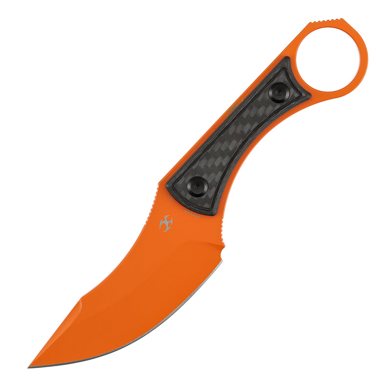 Niko |  Fixed Blade | Twill Carbon Fiber | 3.54" Orange Coated D2 | Marco Knives Design | G004A92