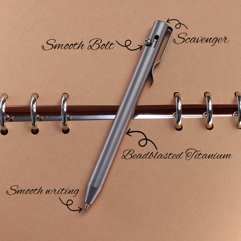 Kansept EDC Scavenger Bolt Action Beadblasted Titanium Pen DIY Friendly Designed by Kevin Passon-G013H3