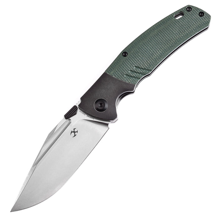 KANSEPT Hinterland Thumb Stub Blackwash Titanium and Green Micarta Inlay Handle (3.58"CPM S35VN Blade) Morgan Koens Design-K1057A2