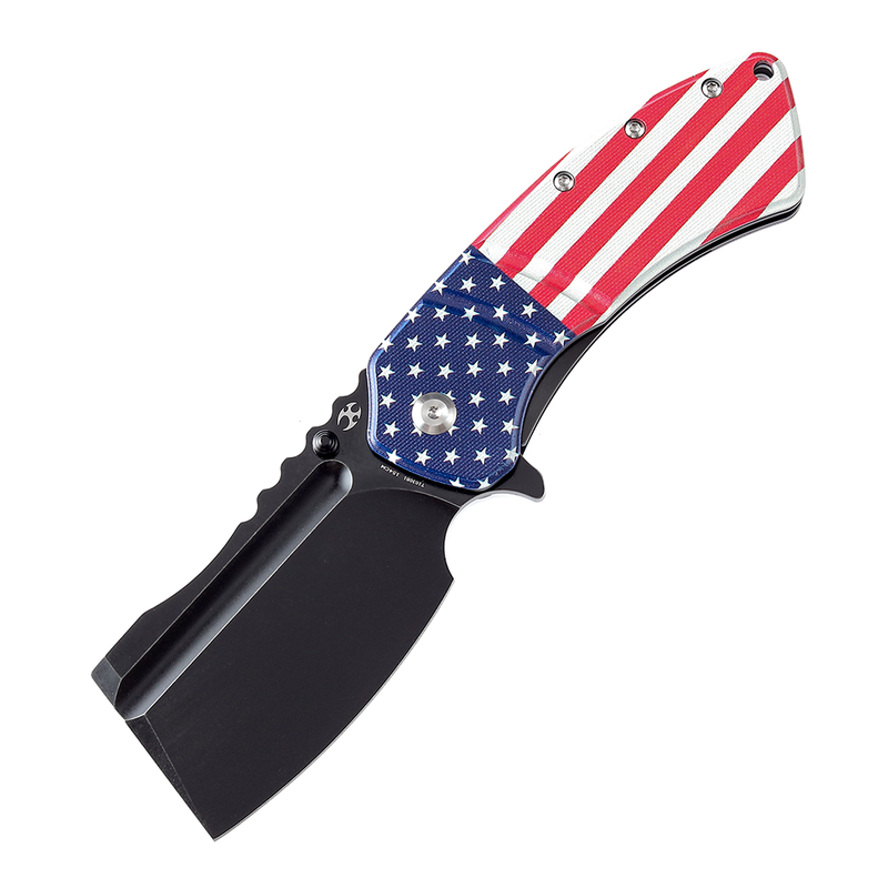 XL Korvid T1030B1 Black Stonewashed 154CM Blade G10 with American Flag Print Handle Designed by Koch Tools