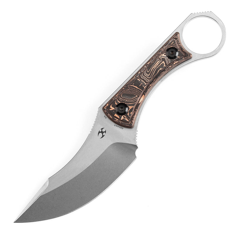 KANSEPT Niko Fixed Knife Copper Carbon Fiber Handle (3.54''D2 Blade ) with Sheath Marco Knives Design -G004A5