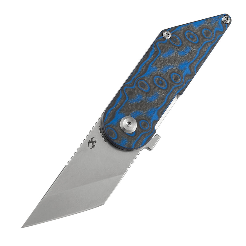 KANSEPT | Dash Liner Lock | Blue & Yellow Vortex Micarta | 2.26" 154CM Blade | Pinkerton Knives | T2045A3