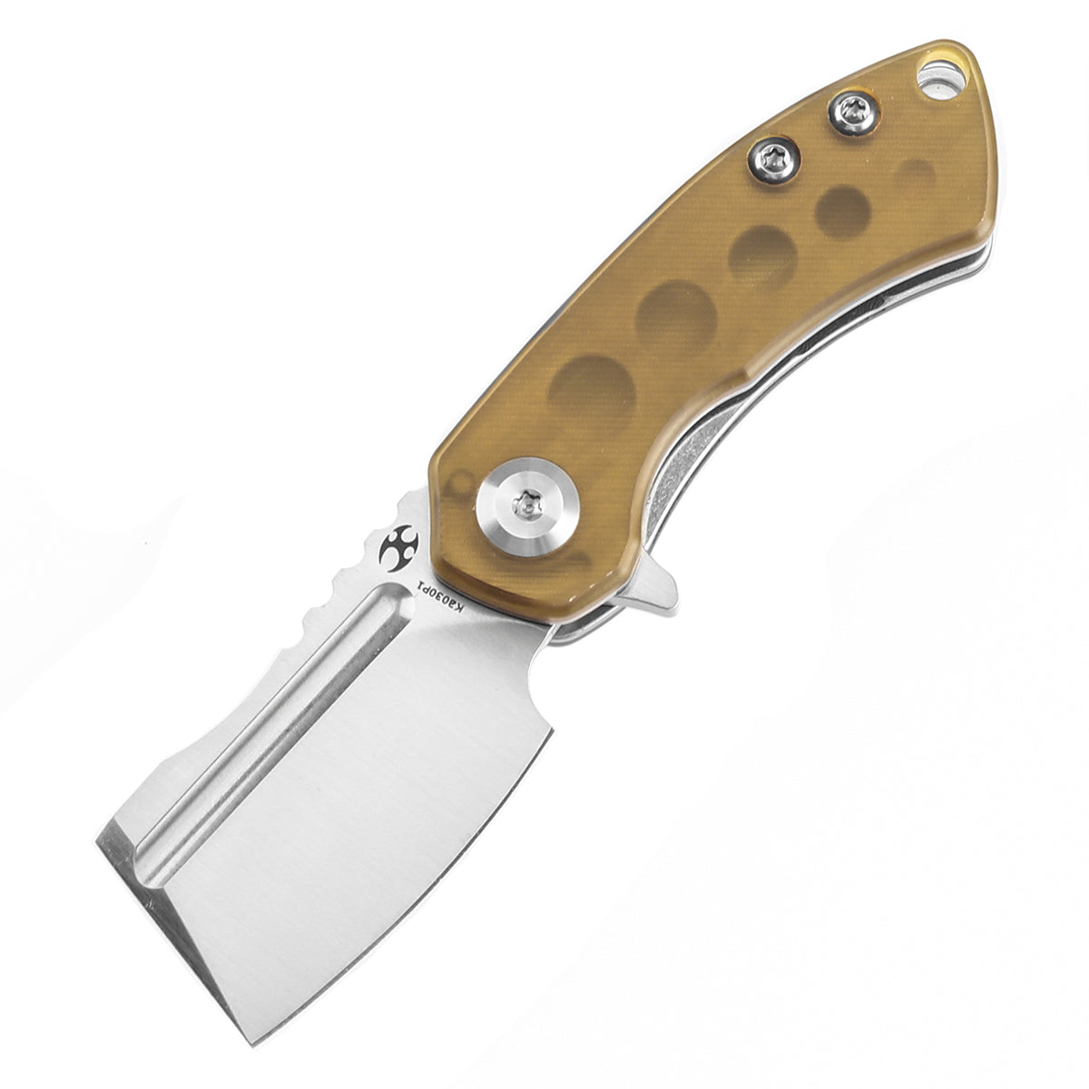 KANSEPT Mini Korvid Flipper Knife Amber PEI/Ultem(1.45'' CPM S35VN