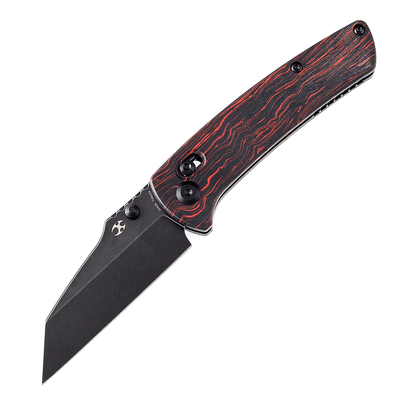 KANSEPT Main Street Thumb Studs/Crossbar Lock KnifeBlack and Red G-Mascus Handle (3.36''154CM Blade) Dirk Pinkerton Design-T1015V5