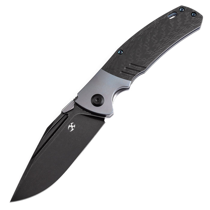 KANSEPT Hinterland Thumb Stub Blue Anodized Titanium and Twill Carbon Fiber Inlay Handle (3.58"CPM S35VN Blade) Morgan Koens Design-K1057A1