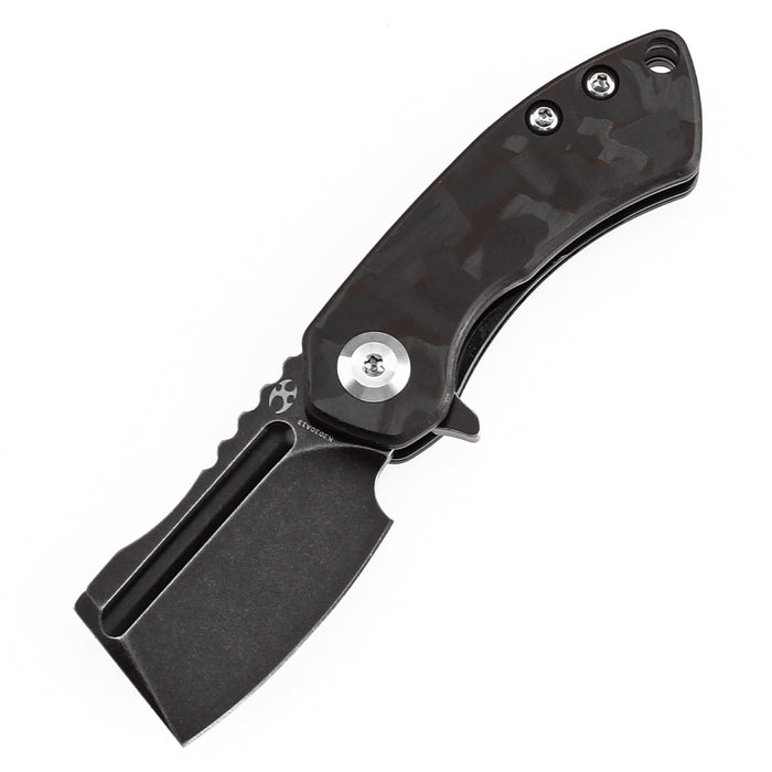 KANSEPT Mini Korvid Flipper Knife Black and Red Carbon Fiber(1.45'' CPM S35VN Blade) Koch Tools Design-K3030A13