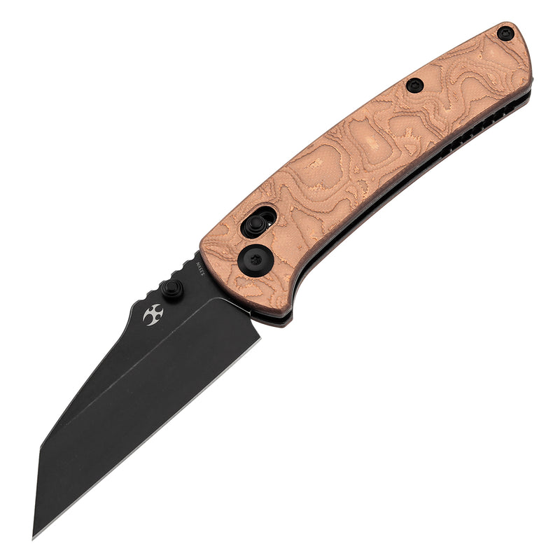 KANSEPT Main Street Crossbar Lock Knife G-10 with Copper Foil Handle(3.36" CPM S35VN Blade)Pinkerton Knives Design-K1015V2