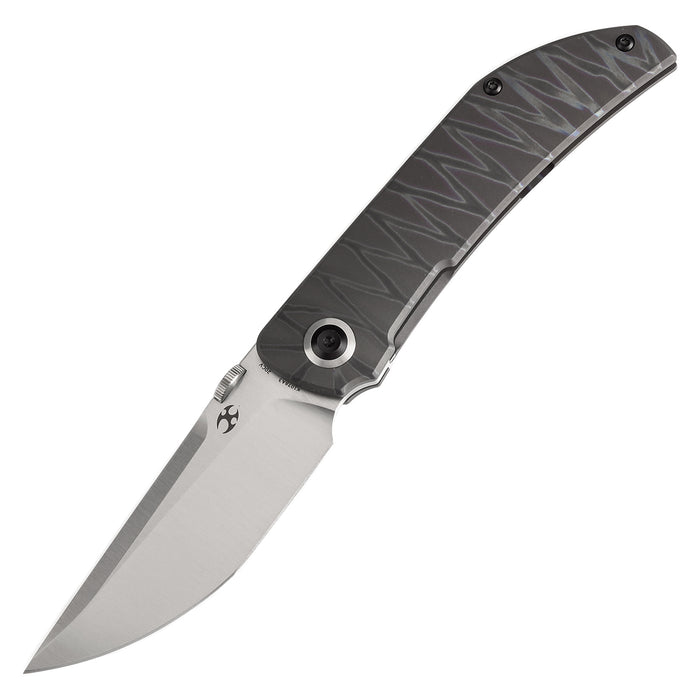 KANSEPT Tarkin Frame lock Knife Tiger Stripe Flamed Titanium Handle (3.36'' 20CV Blade) Matthew Christensen Design - K1078A3