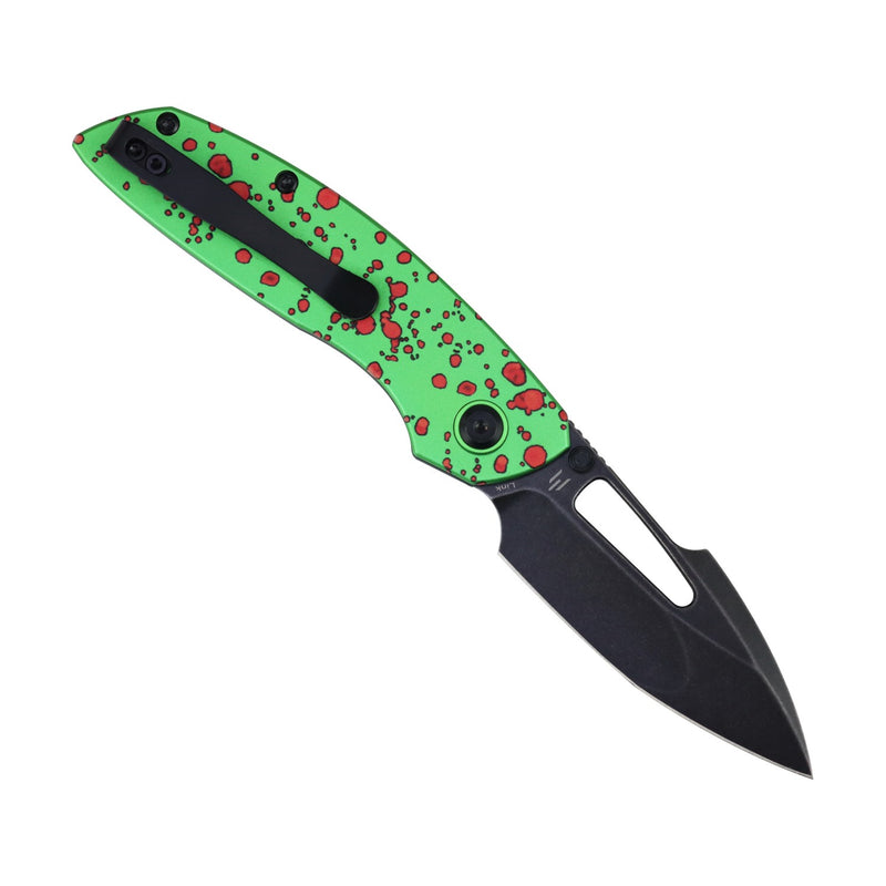 Link | Top Liner Lock | Green Aluminum with Zombie Blood Print | 2.98" 14C28N | Triple Stripe Knives | T1068H3