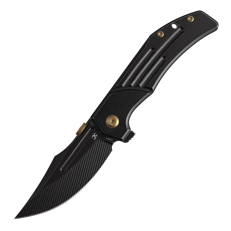 KANSEPT Orion Limited Version Flipper Blackwash Titanium Handle (3.07" Blackwash CPM S35VN with CNC Milling Blade) JB Stout Design-K1089A4