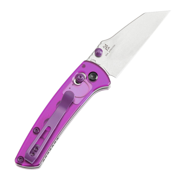 KANSEPT Little Main Street Cross Bar Lock Purple Acrylic Handle (2.26'' Stonewashed 154CM Blade) Dirk Pinkerton Design T2015V2