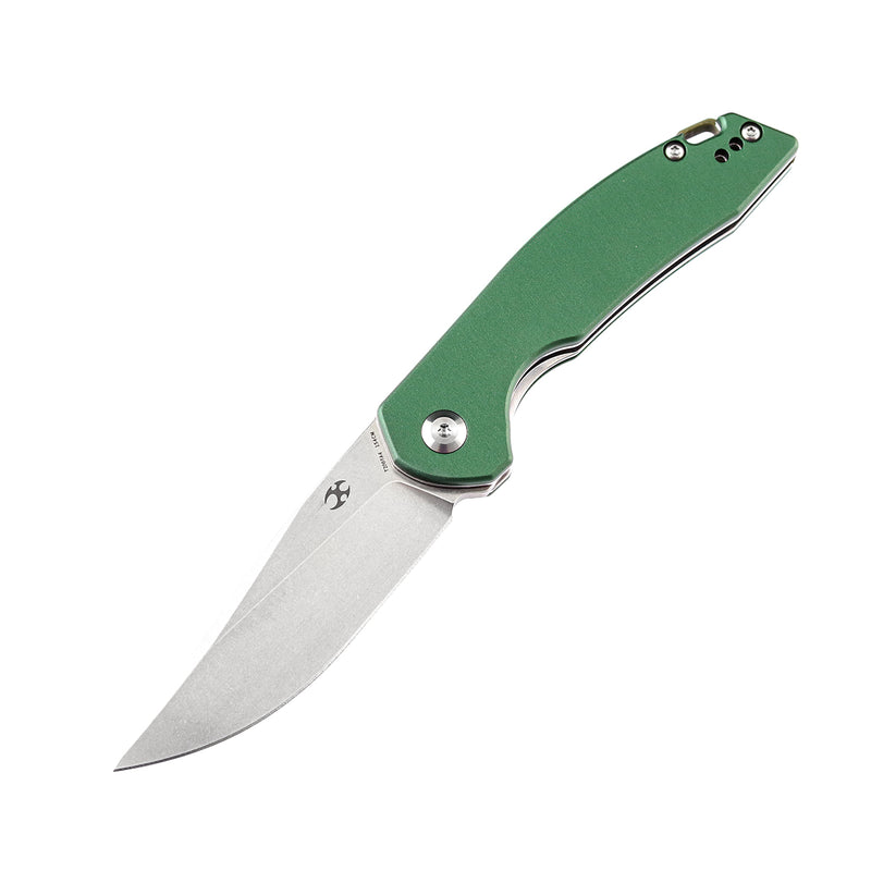 KANSEPT Mini Accipiter Front Flipper Knife Green Aluminum Handle (2.9" 154CM Blade) Kim Ning Design-T2007A4