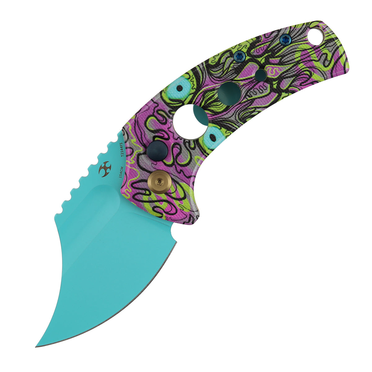 Kansept Wasp | Button Lock | Jade G10 with Purple Undead Print