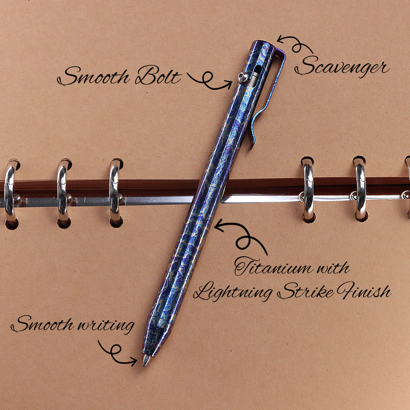 Kansept EDC Scavenger Bolt Action Titanium Pen with Lightning Strike Finish Designed by Kevin Passon-G013H2